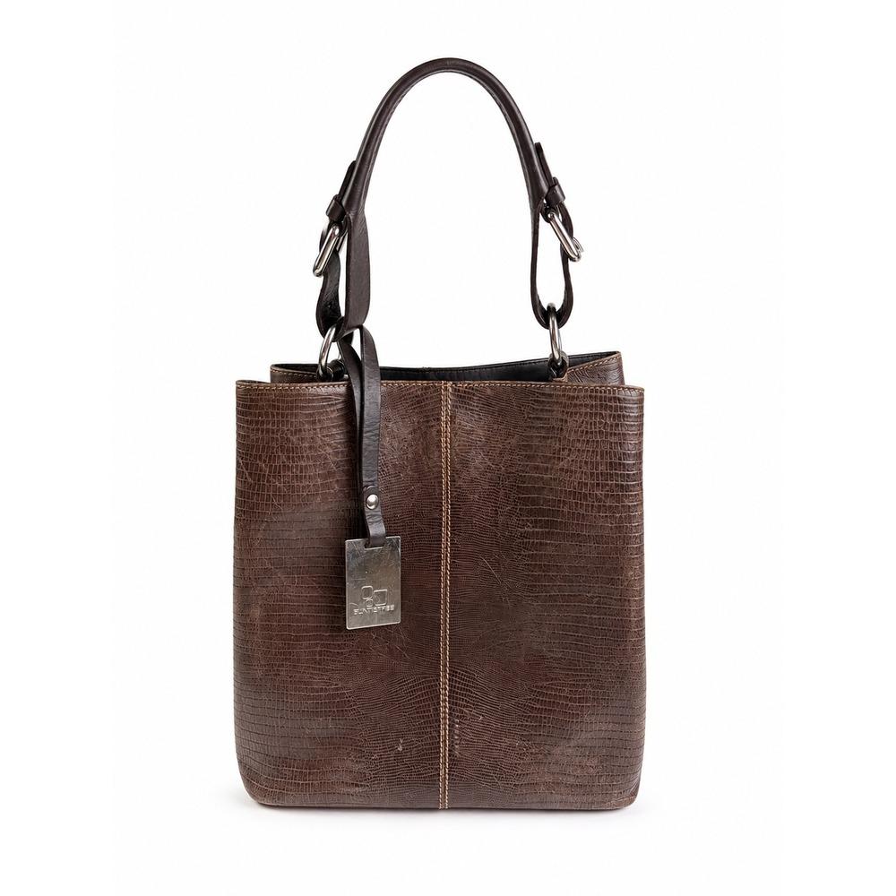 Puntotres Vintage Y2K Brown Boho Leather Hobo Bucket Shoulder Bag